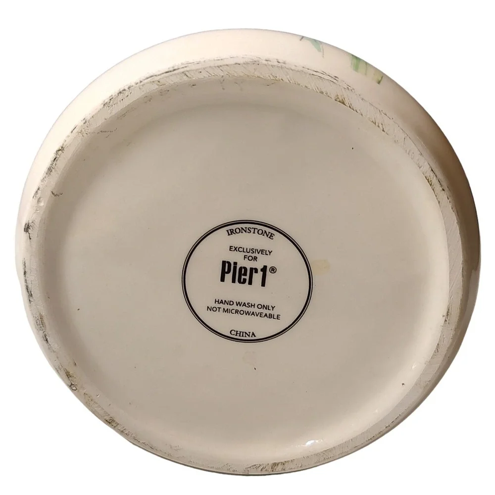 Pier 1 Imports Pitcher Retired Spring Floral Tulips Pink‎ Ironstone Water 9.5 in